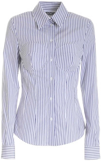 Moschino Gestreept Katoenen Overhemd, Modieuze Stijl Moschino , Blue , Dames - M,S,Xs