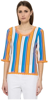 Moschino Gestreept T-shirt met korte mouwen Moschino , Orange , Dames - XL