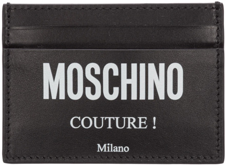 Moschino Gestreepte creditcardhouder met logo Moschino , Black , Heren - ONE Size