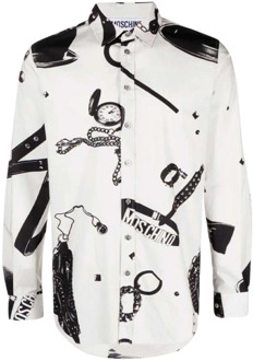 Moschino Grafisch Bedrukt Katoenen Overhemd Moschino , White , Heren - 2Xl,Xl,L