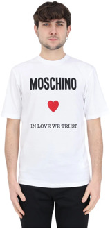 Moschino Grafische Print T-shirts en Polos Moschino , White , Heren - 2Xl,Xl,L,M,S