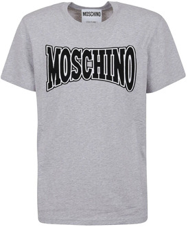 Moschino Grijs Geborduurd Logo T-Shirt Moschino , Gray , Heren - M,S