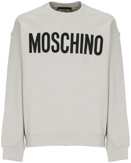 Moschino Grijze Katoenen Sweatshirt met Contrasterende Print Moschino , Gray , Heren - XL