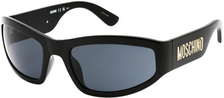 Moschino grijze lens gewaagd logo zwarte zonnebril - One Size