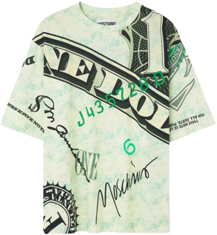 Moschino Groene Bedrukte T-shirt voor Mannen Moschino , Green , Heren - L,M,S,Xs