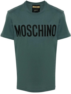 Moschino Groene Logo Print T-shirts en Polos Moschino , Green , Heren - S