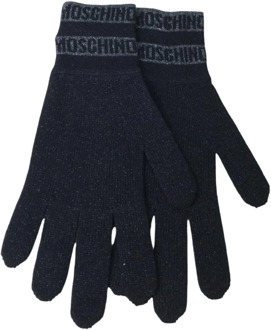 Moschino Handschoenen met lurex afwerking en contrastlogo Moschino , Black , Dames - ONE Size