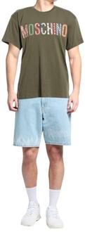 Moschino Heren Geborduurd T-shirt met logo (Groen) - S