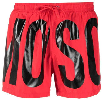 Moschino Heren Logo Polyester Zwemshorts (Rood) - S