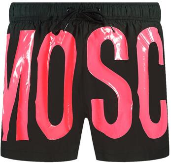 Moschino Heren Logo Zwemshort (Roze/Zwart)