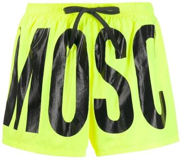 Moschino Heren Polyester Zwemshort met Logo (Geel) - maat