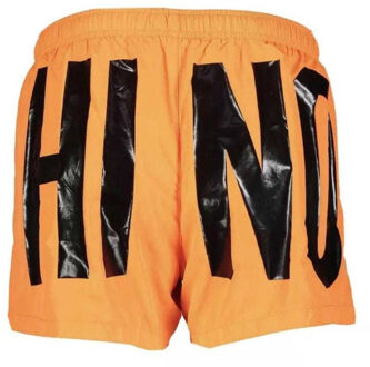 Moschino Heren Polyester Zwemshort met Logo (Licht Oranje)