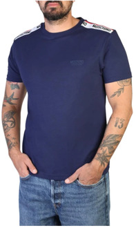 Moschino Heren T-shirt van 100% katoen Moschino , Blue , Heren - Xl,M