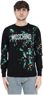Moschino Heren Trui met geschilderd effect Moschino , Black , Heren - 2Xl,Xl,L,M