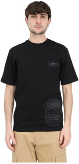 Moschino Heren Zwart Katoenen T-shirt met Multipocket Details Moschino , Black , Heren - Xl,L,M,S