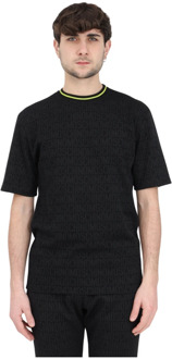 Moschino Heren Zwart Logo T-shirt met Elastische Kraag Moschino , Black , Heren - Xl,L,M