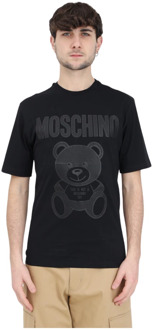 Moschino Heren Zwart Organisch Katoenen Teddy Bear Print T-shirt Moschino , Black , Heren - Xl,L,M,S
