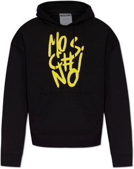 Moschino Hoodie met logo-print Moschino , Black , Heren - 2Xl,Xl,L,M,S