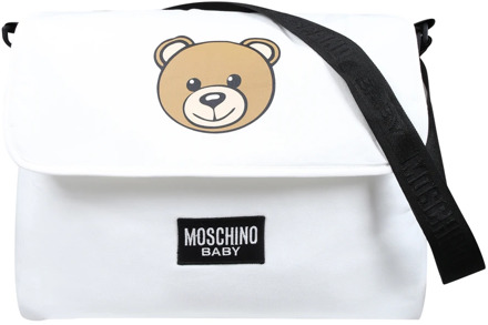 Moschino Ivoor Katoenen Verzorgingstas met Teddy Bear Logo Moschino , Beige , Unisex - ONE Size