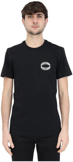 Moschino Jersey T-shirt met Logo Print Moschino , Black , Heren - 2Xl,Xl,L,M,S
