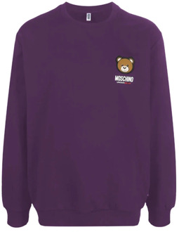 Moschino Katoen Merk Print Sweatshirt Moschino , Purple , Dames - Xl,L