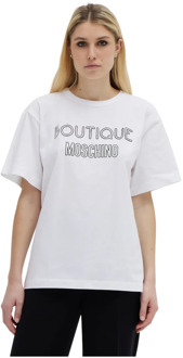 Moschino Katoenen Logo T-Shirt Moschino , White , Dames - XS