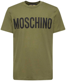 Moschino Katoenen T-shirt met logo print - Groen Moschino , Green , Heren - Xl,S