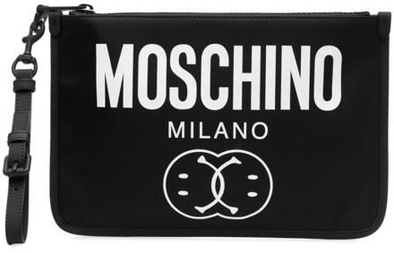 Moschino Klassieke Zwarte Clutch Tas voor Vrouwen Moschino , Black , Dames - ONE Size
