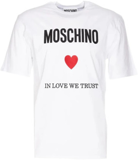 Moschino Korte Mouw T-Shirt Moschino , White , Heren - 2Xl,Xl,L,M,S