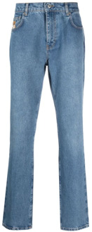 Moschino Leo Teddy-print Straight-leg Jeans Moschino , Blue , Heren