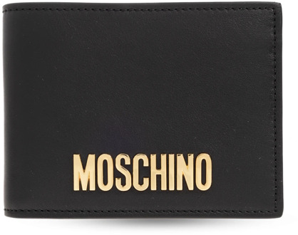 Moschino Leren portemonnee met logo Moschino , Black , Heren - ONE Size