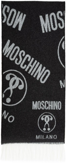 Moschino Logo Franje Wollen Sjaal Moschino , Black , Heren - ONE Size