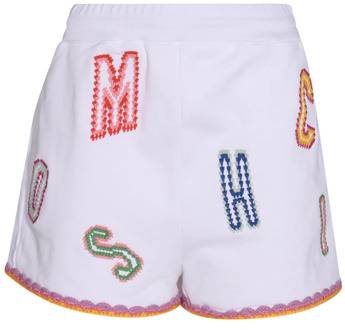 Moschino Logo-geborduurde kanten shorts Moschino , White , Dames - Xs,2Xs