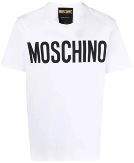 Moschino Logo Print Biologisch Katoen T-shirt Moschino , White , Heren - S