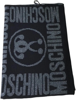 Moschino Logo Sjaal met Lurex Dubbelzijdig Moschino , Black , Dames - ONE Size
