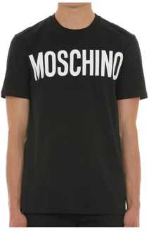 Moschino Logo T-shirt Moschino , Black , Heren - S,Xs