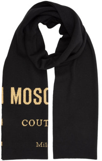 Moschino Logo Wollen Sjaal Moschino , Black , Dames - ONE Size
