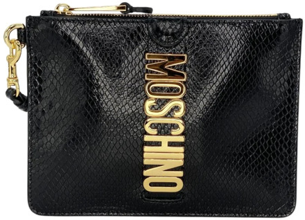 Moschino Luxe Python Print Clutch Moschino , Black , Dames - ONE Size
