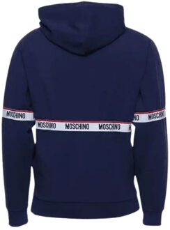 Moschino Marineblauwe hoodie met getapete borst van Moschino