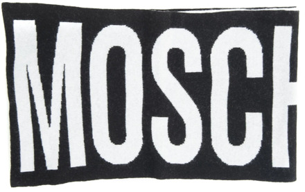 Moschino Maxi Logo Bicolor Sjaal Moschino , Black , Dames - ONE Size