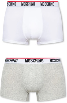 Moschino Merk boxershorts 2-pack Moschino , White , Heren - 2Xl,Xl,L,M,S,Xs