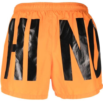 Moschino merkprint logo fel oranje korte zwemshort - XL