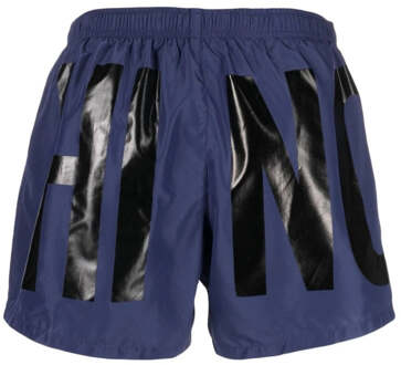 Moschino merkprint logo marineblauwe korte zwemshort