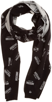 Moschino Multikleurig Logo Wollen Sjaal Moschino , Black , Heren - ONE Size