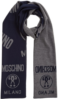 Moschino Omkeerbare Dubbele Vraagteken Sjaal Moschino , Blue , Dames - ONE Size