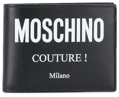 Moschino Opvouwbare Logo Portemonnee Moschino , Black , Heren - ONE Size