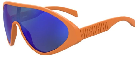 Moschino Oranje Frame Blauwe Lens Zonnebril Moschino , Orange , Unisex - ONE Size