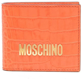 Moschino Oranje Krokodillenleren Portemonnee Moschino , Orange , Heren - ONE Size