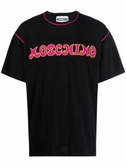 Moschino Organisch Katoenen Logo T-Shirt Moschino , Black , Heren - M,S