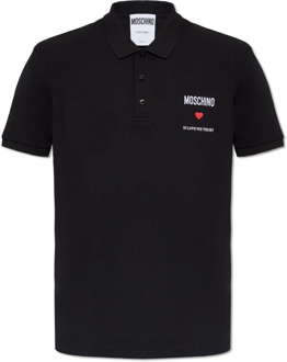 Moschino Polo shirt met logo Moschino , Black , Heren - 2Xl,Xl,L,S